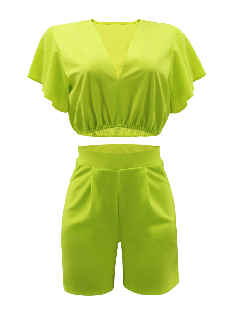 Conjuntos de pantalones cortos con top corto de dos piezas