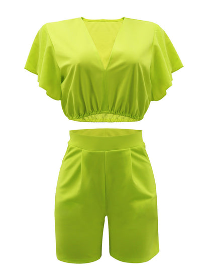 Conjuntos de pantalones cortos con top corto de dos piezas