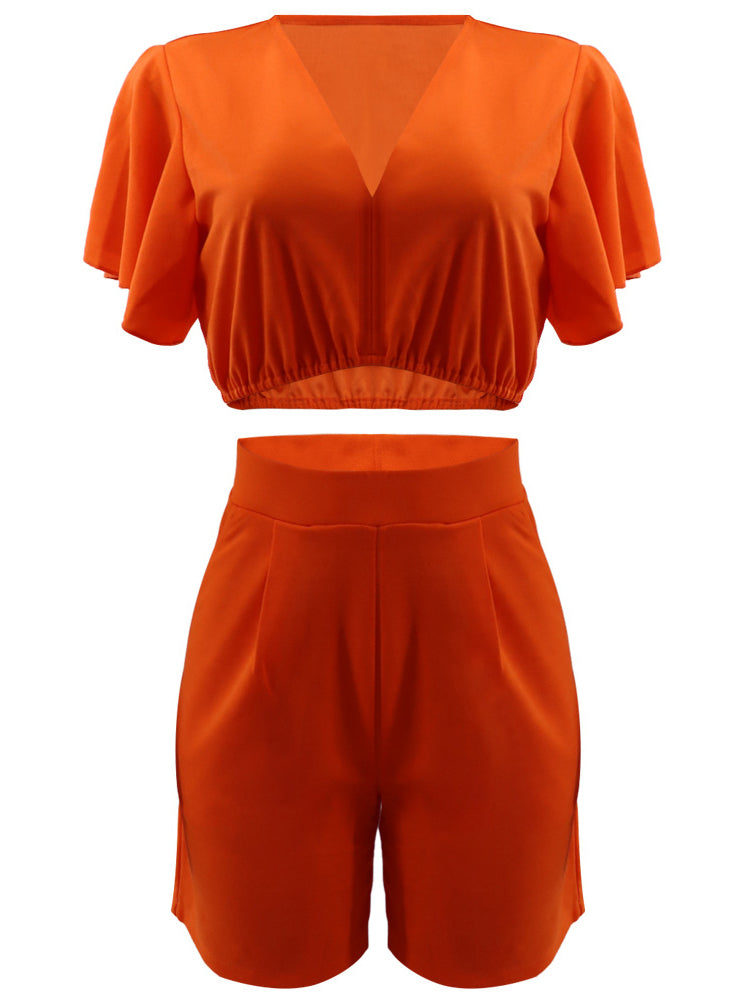 Conjuntos de pantalones cortos con top corto de dos piezas