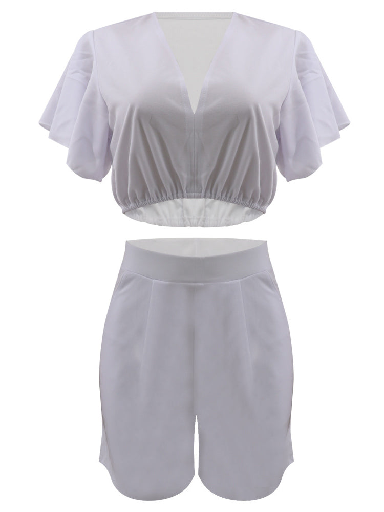 Conjuntos de pantalones cortos con top corto de dos piezas