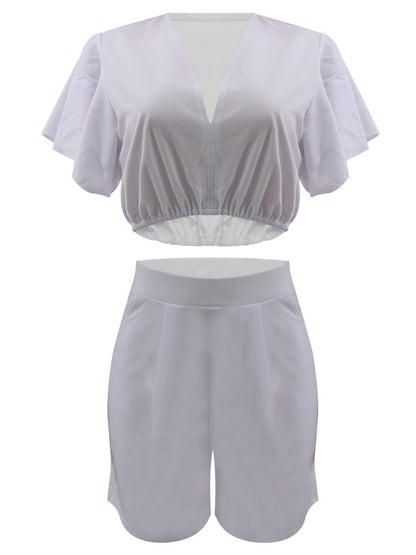 Conjuntos de pantalones cortos con top corto de dos piezas