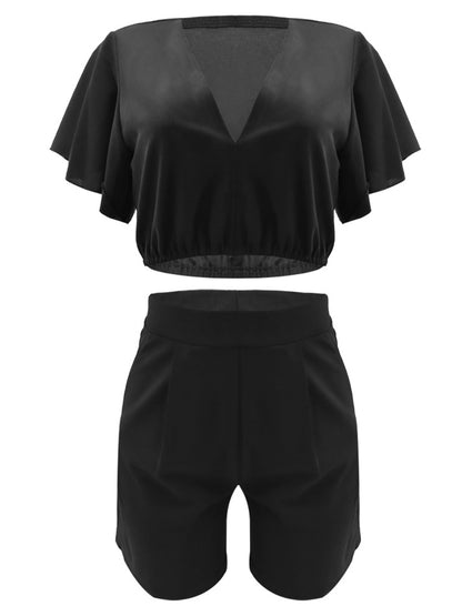Conjuntos de pantalones cortos con top corto de dos piezas