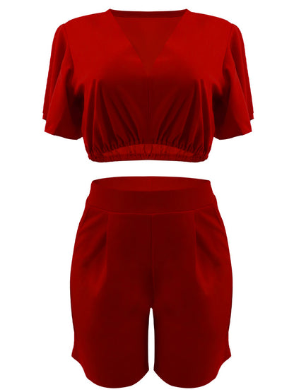 Conjuntos de pantalones cortos con top corto de dos piezas