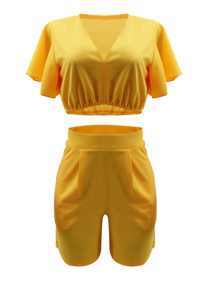 Conjuntos de pantalones cortos con top corto de dos piezas