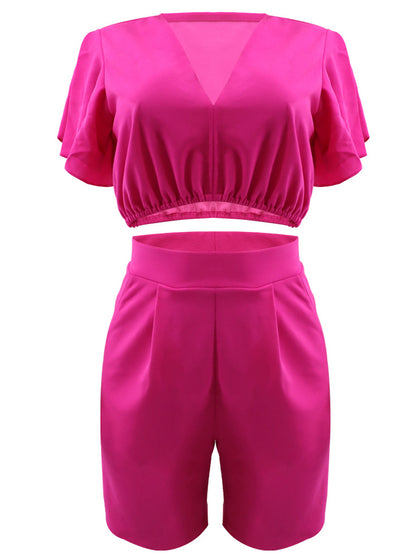 Conjuntos de pantalones cortos con top corto de dos piezas