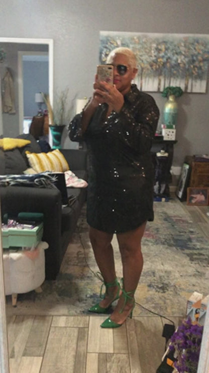 Camisas ajustadas de manga larga con patchwork de lentejuelas