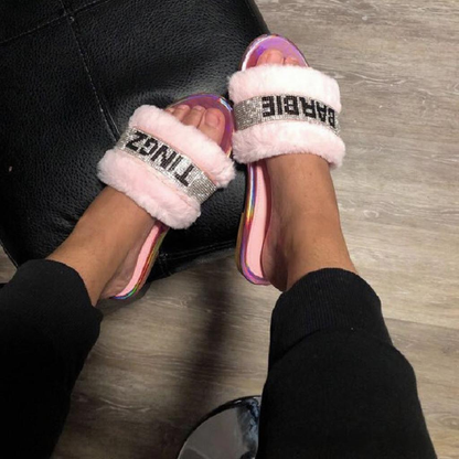 Fuzzy Letter Rhinestone Slides