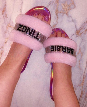Fuzzy Letter Rhinestone Slides