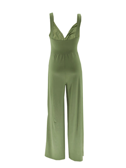 Sleeveless Knotted V-Neck Casual Jumpsuit