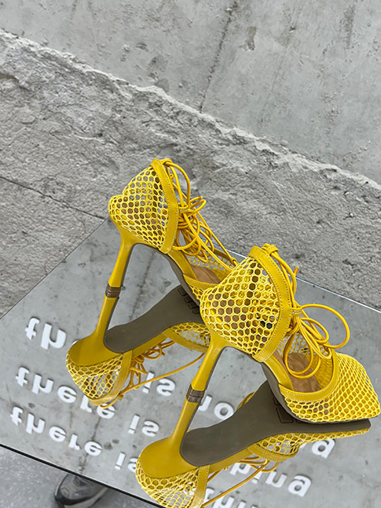 Hollow Out  Crossed Straps High Heel Sandal