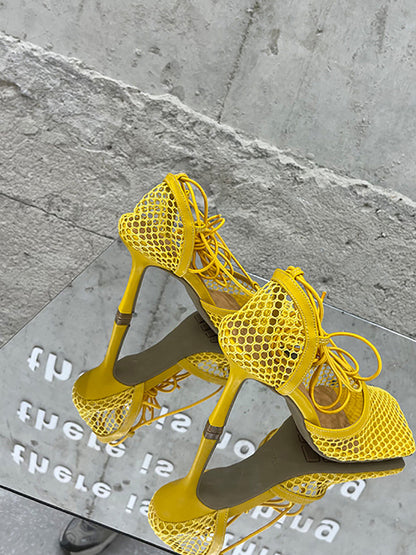 Hollow Out  Crossed Straps High Heel Sandal