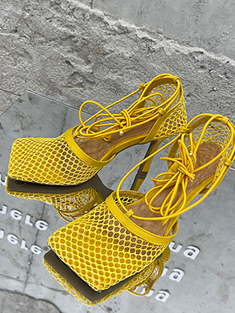 Hollow Out  Crossed Straps High Heel Sandal