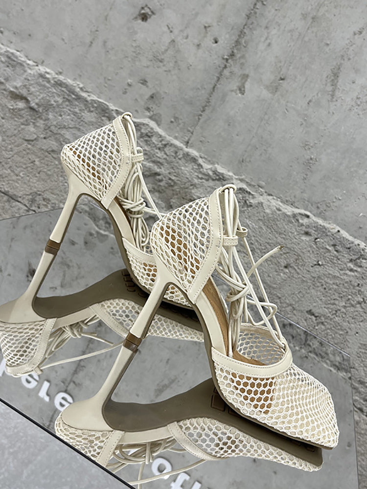 Hollow Out  Crossed Straps High Heel Sandal