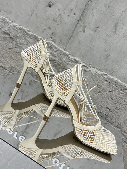 Hollow Out  Crossed Straps High Heel Sandal