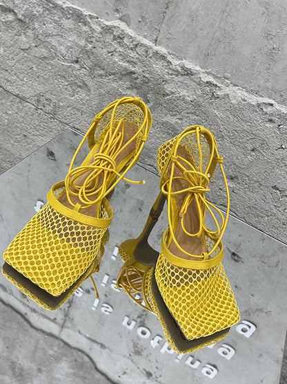 Hollow Out  Crossed Straps High Heel Sandal