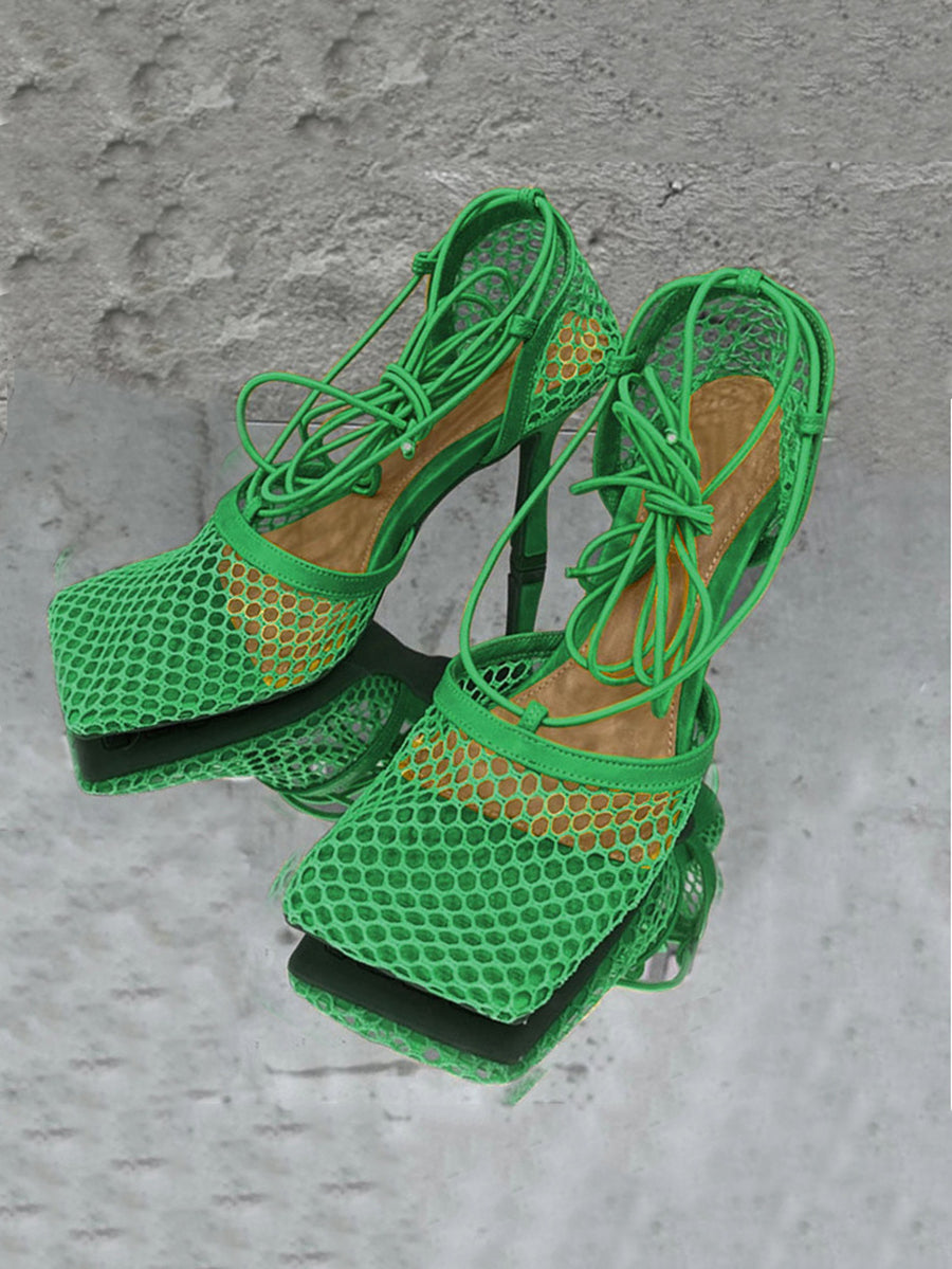 Hollow Out  Crossed Straps High Heel Sandal