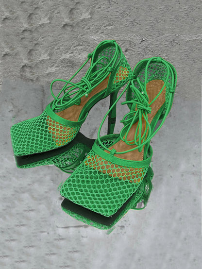 Hollow Out  Crossed Straps High Heel Sandal