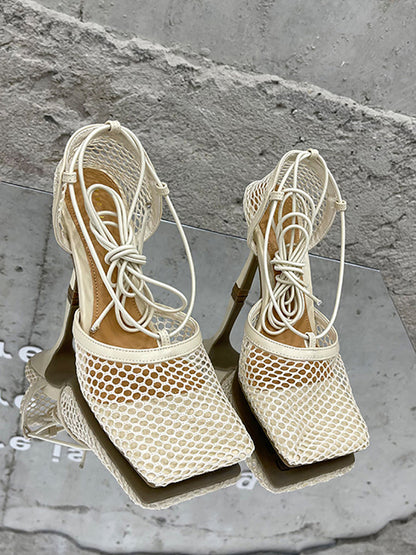 Hollow Out  Crossed Straps High Heel Sandal