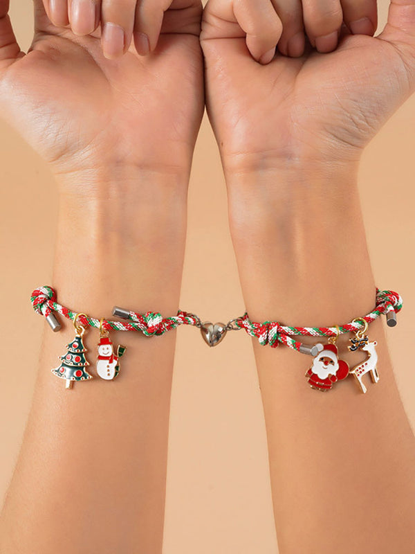 Christmas Snowman Love Magnet Couple Bracelets