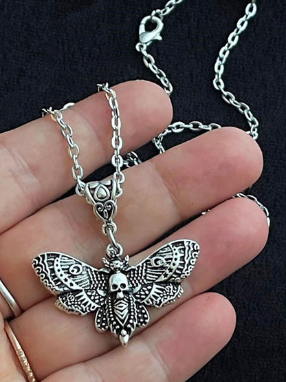 Halloween Moth Skull Pendant Necklaces