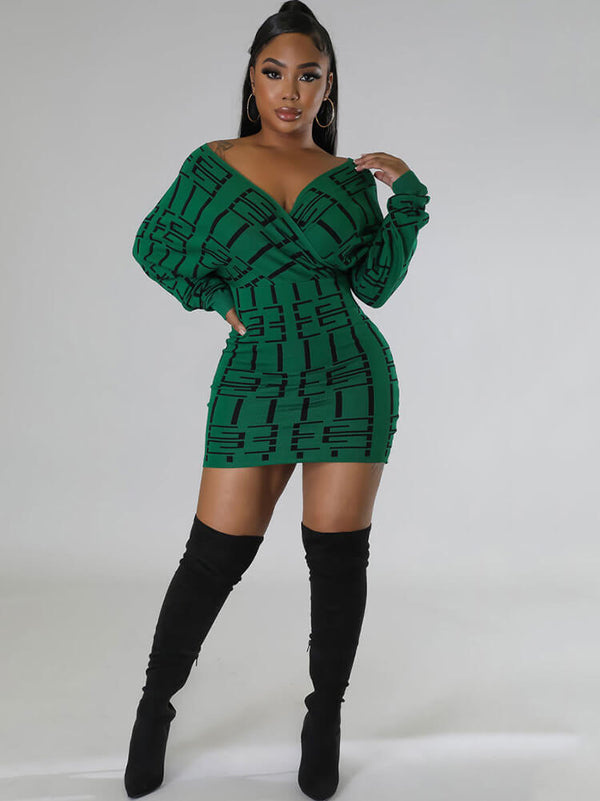 Long Sleeve Off Shoulder Mini Dress