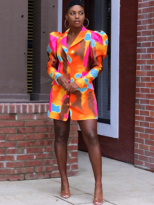 Tie Dye Long Sleeve V Neck Jacket