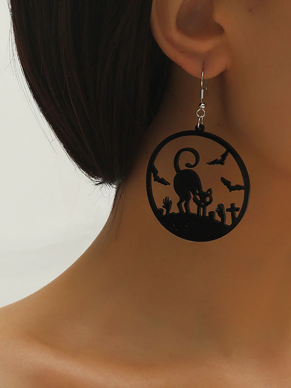 Halloween Hollow Out Dark Cat Earrings