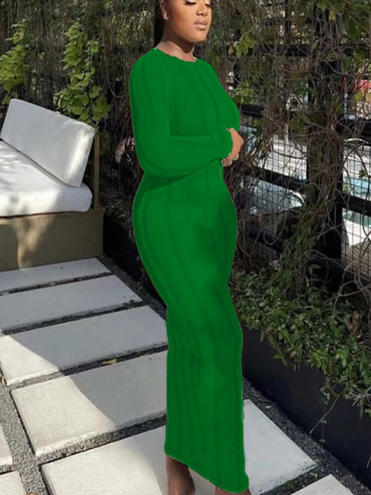 Long Sleeve Tassel Backless Maxi Dress