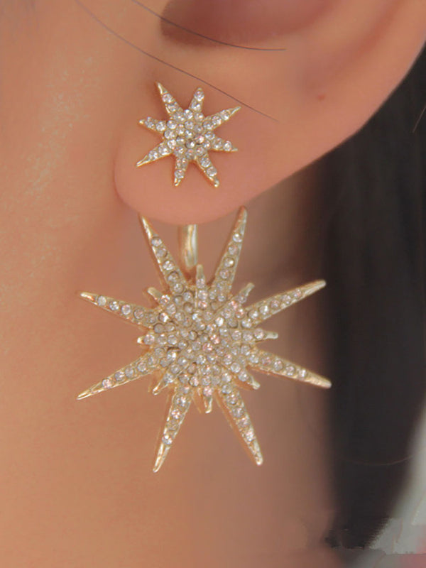 Glitter Rhinestone Snowflake Earrings