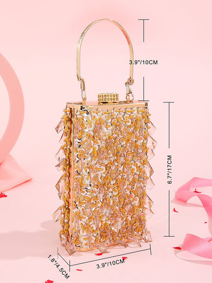 Glitter Beaded Cuboid Party Crossbody Bags
