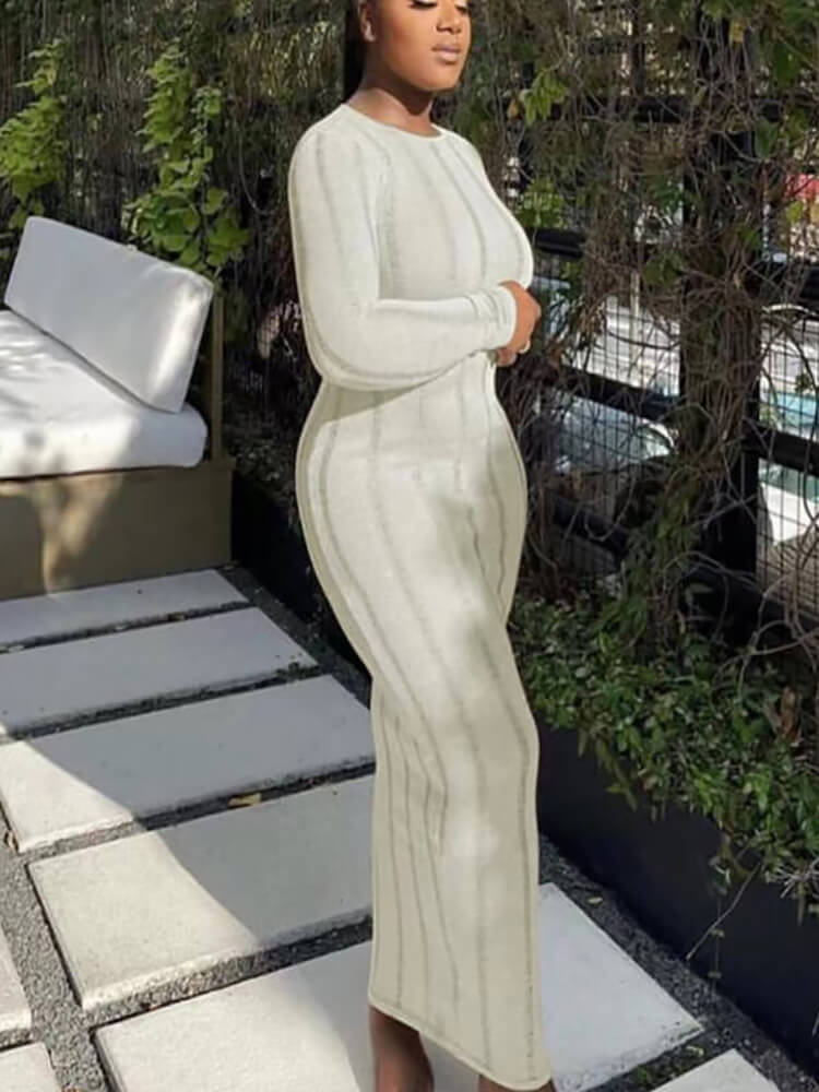 Vestidos largos sin espalda con borlas de manga larga