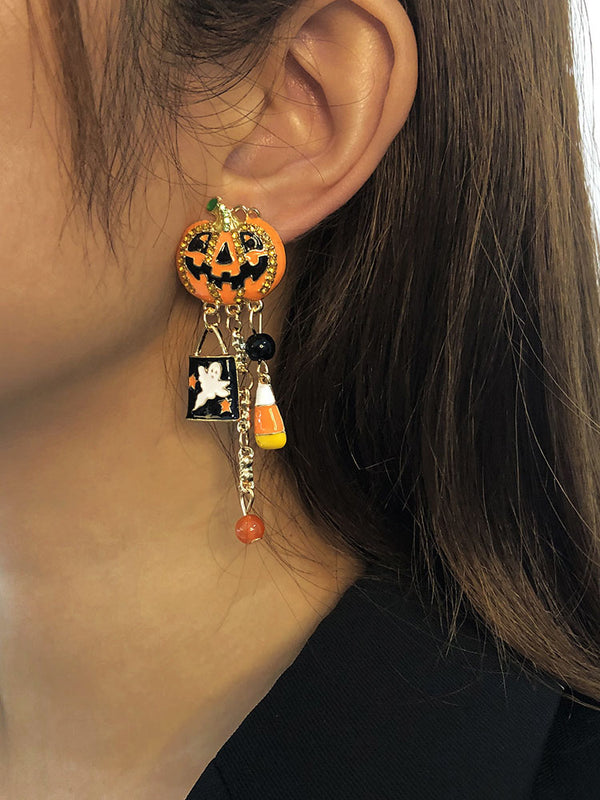 Pendientes colgantes de calabaza divertida de Halloween