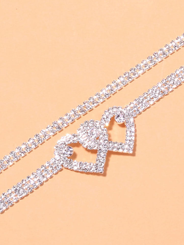 Heart Rhinestone Glitter Anklets