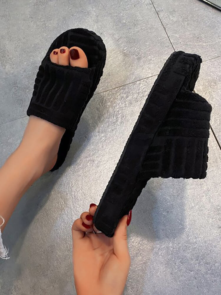 Thick Sole Round Toe Towel Fabric Slide