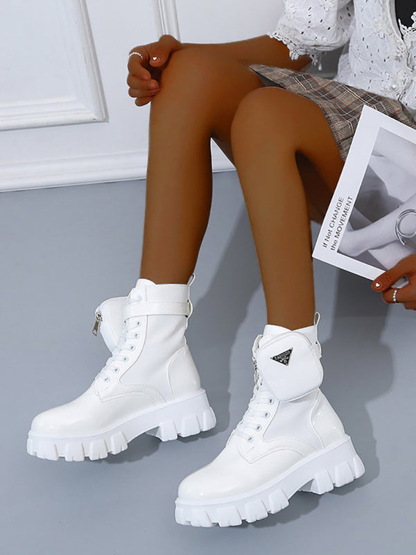 Chunky Block Heel Combat Platform Boots