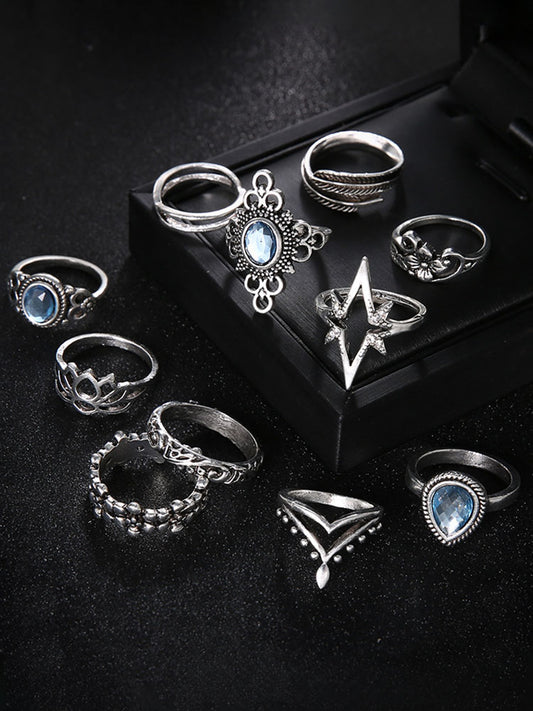 Eleven Piece European Imitation Gem Rings Set