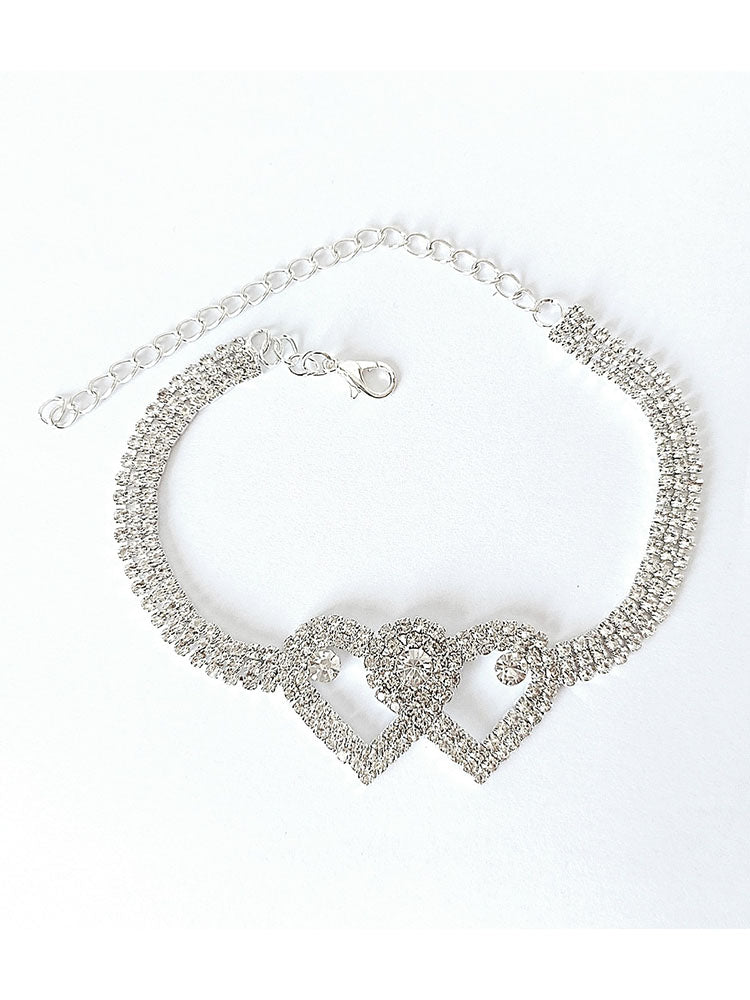 Heart Rhinestone Glitter Anklets