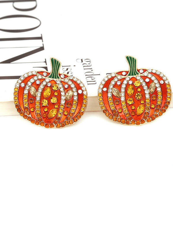 Pendientes de diamantes de imitación de calabaza de Halloween