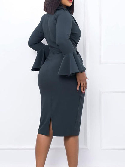 Vestidos midi de manga larga con retazos de flores