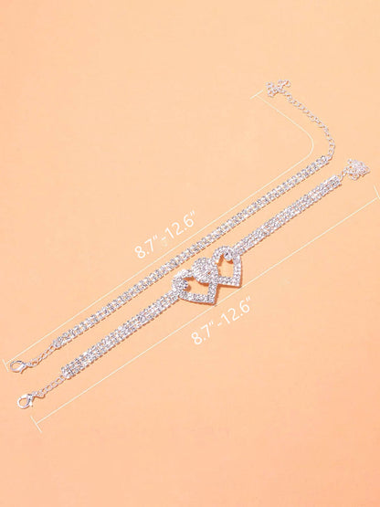 Heart Rhinestone Glitter Anklets