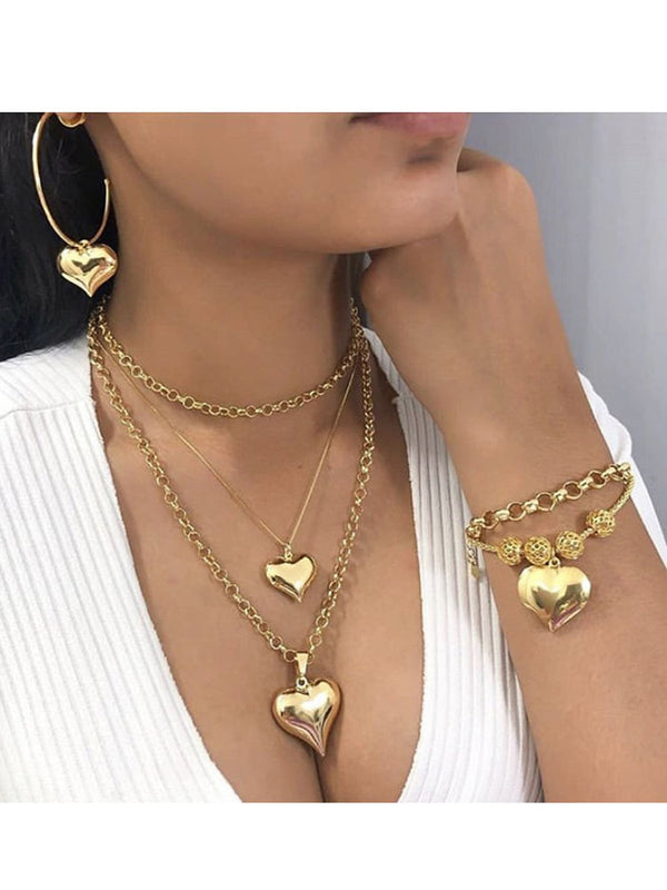 Multilayer Chain Bracelet Earrings Necklace