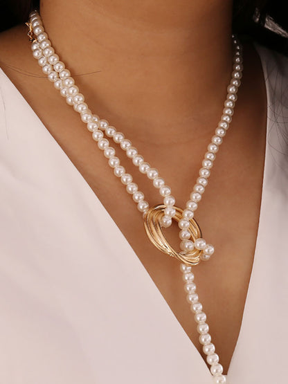 Pearl Geometric Patchwork Necklaces+Bracelet Set