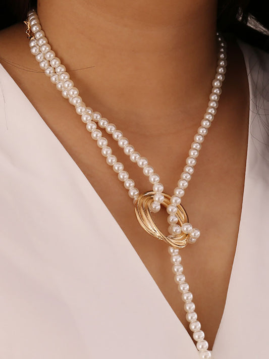 Pearl Geometric Patchwork Necklaces+Bracelet Set