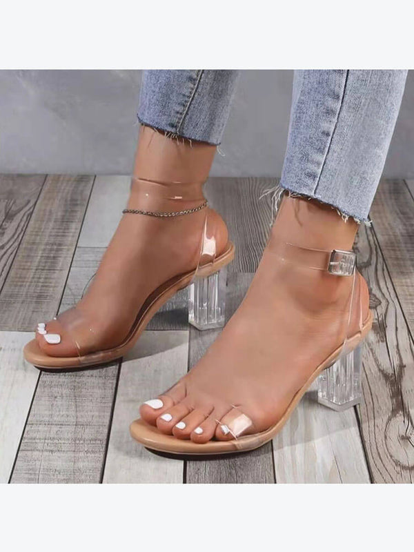 Chunky Block Transparent Strappy Open Toe Heel