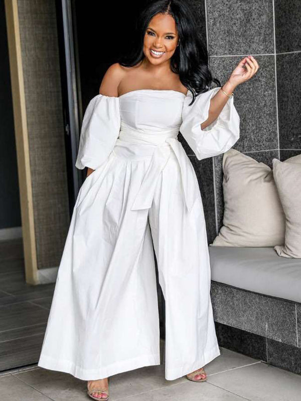 Long Sleeves Off Shoulder Loose Jumpsuit