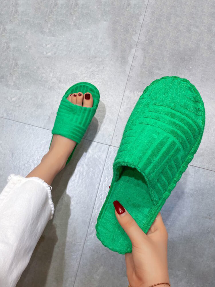 Thick Sole Round Toe Towel Fabric Slide