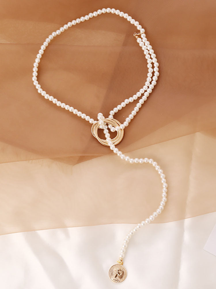 Pearl Geometric Patchwork Necklaces+Bracelet Set