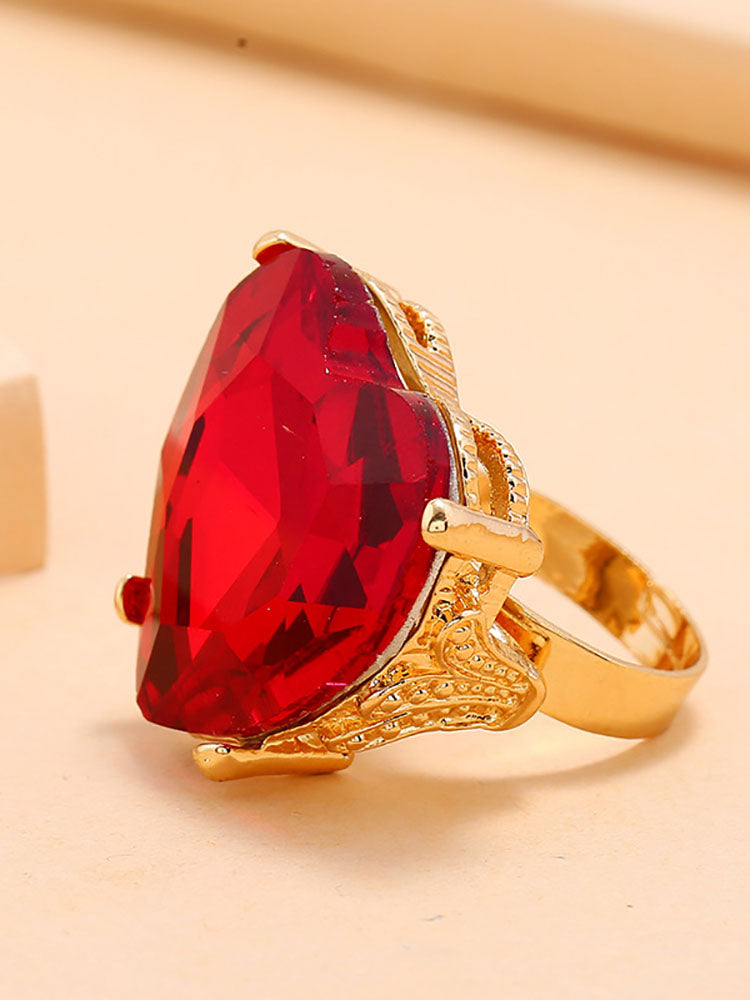 Heart Shape Retro Imitation Gemstone Ring