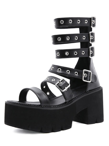 PU Adjustable Wrap Up Wedge Sandal