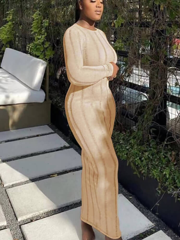 Vestidos largos sin espalda con borlas de manga larga